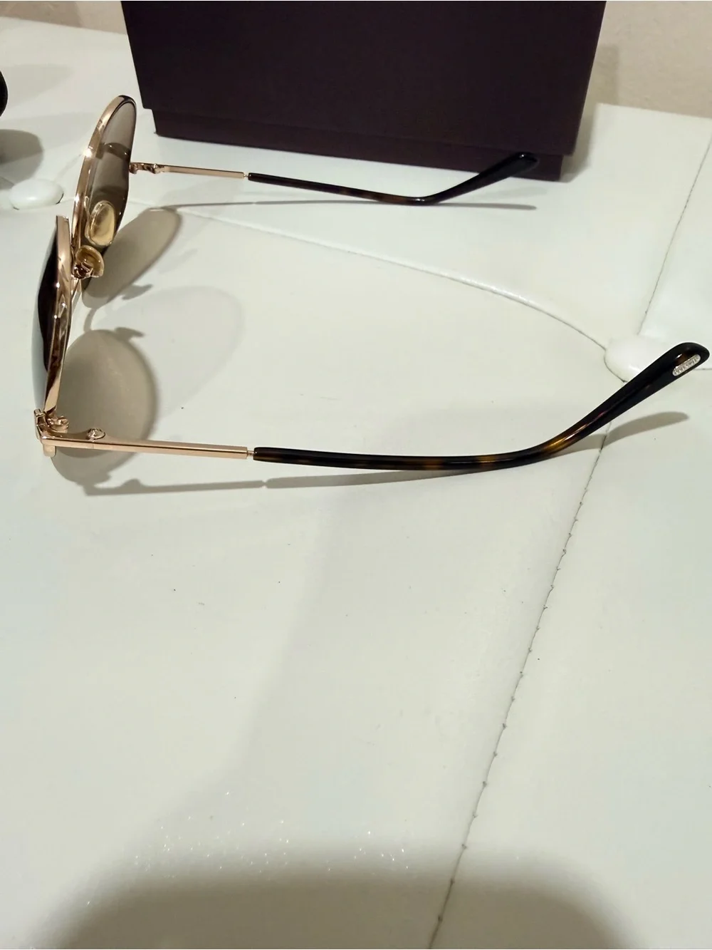Tom Ford Gold Frame Aviator Sunglasses with Brown Lenses